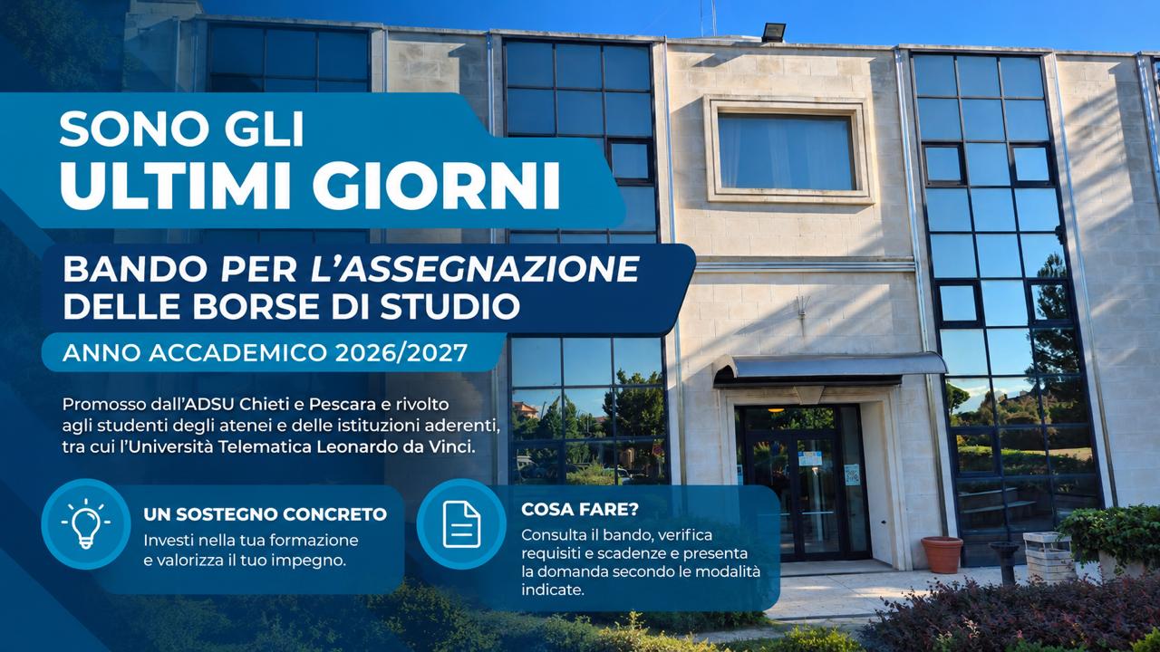 Ultimi giorni - Bando per l'assegnazione delle borse di studio A.A. 2026/2027